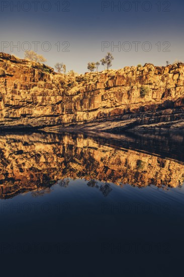 Bell Gorge waterfall, a body of water in north-west Australia in the Kimberley. Sunrise in the