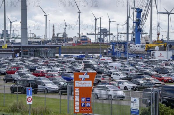 Car park at the ferry port of Eemshaven, in the Ems estuary ferry to the German North Sea island of