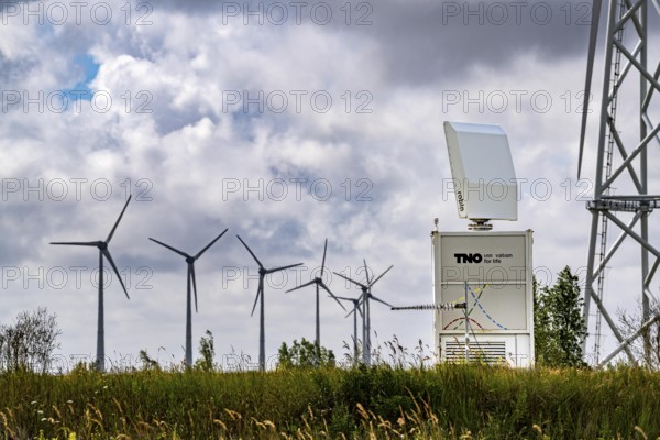 Wind farm in Eemshaven, radar system of the Dutch manufacturer Robin, bird radar, here type Robin