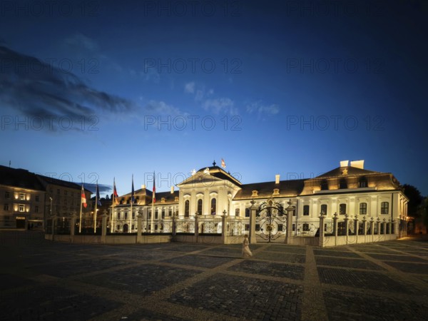 Peace fountain on Hodža Square at Grassalkovich Palace, Presidential Palace, seat of the President