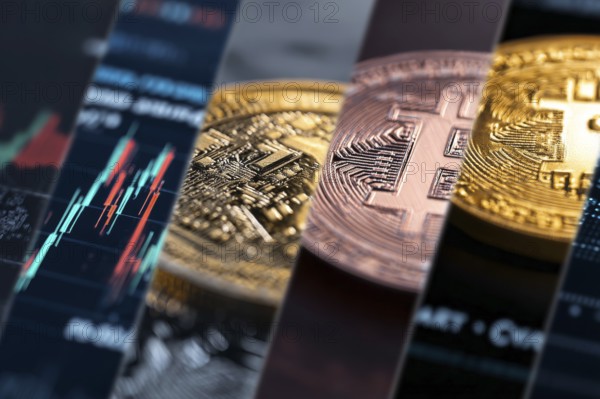 Collage of crypto trading and digital payment technologies, AI generated