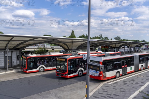 Bus station at Wiesdorf Leverkusen Mitte railway station, buses of the local transport company