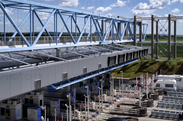 Toll station, toll, Barriere de Payage, Pont de Normandie, Normandy Bridge, cable-stayed bridge, Le