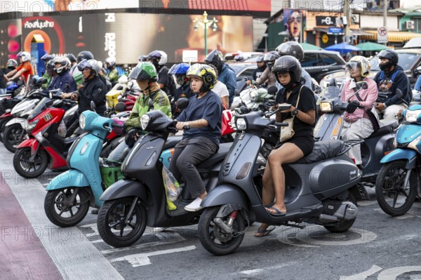 Road traffic motorbike scooter, Bangkok, Thailand