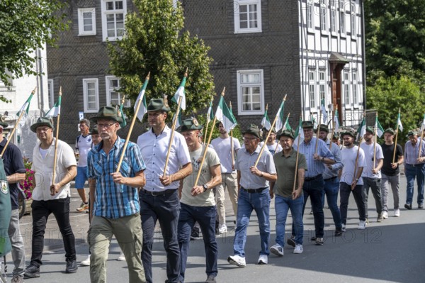Rifle festival in Bad Fredeburg, in the Sauerland region, marching of the rifle companies in the