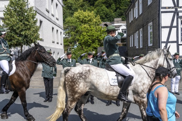 Rifle festival in Bad Fredeburg, in the Sauerland region, parade of the rifle companies in the