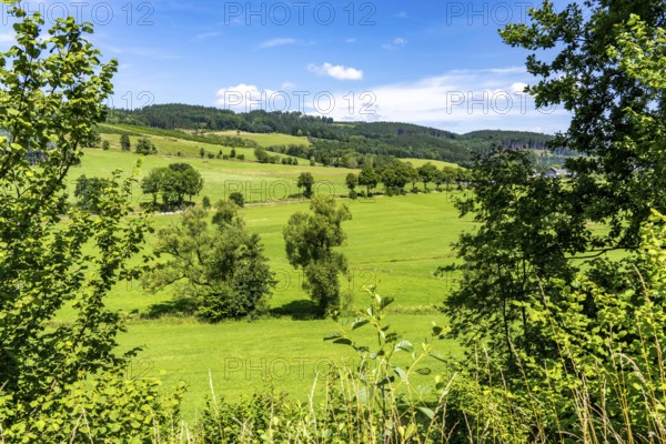 Landscape along the Sauerlandring cycle path, an 84 km long circular cycle path between the towns