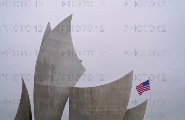 US flag, flag of the USA over Les Braves, memorial of Anilore Banon, polynational memorial to the