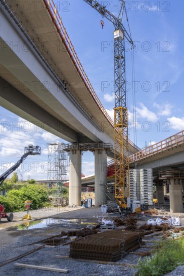 Motorway construction site at the Leverkusen-West junction, A1 and A59 motorways, new construction,