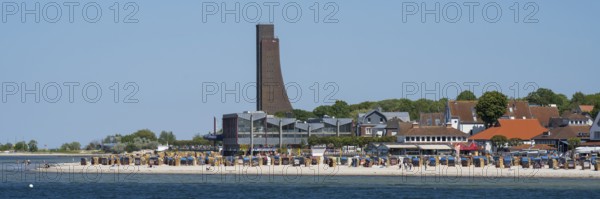 Naval memorial, beach, Laboe, Baltic seaside resort, fjord, Baltic Sea, North Frisia,