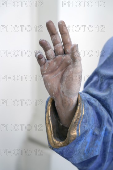 Hand and robe of Christ, detail of the palm donkey, around 1490, St John's parish church,