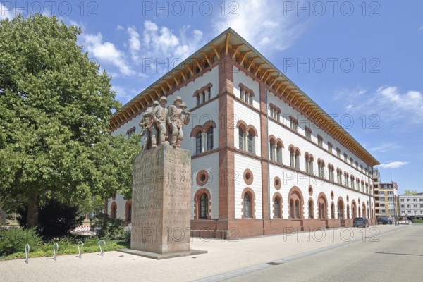 Fruchthalle built in 1846 with war memorial, building, Neo-Renaissance, Kaiserslautern,