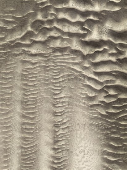 Patterns in the sand of the Namib Desert. Aerial view. Drone shot. Skeleton Coast National Park,