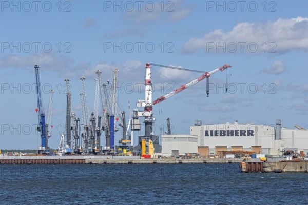 Overseas harbour, Liebherr-MCCtec, heavy-duty crane TCC 78000, Warnow, Warnemünde, Rostock,