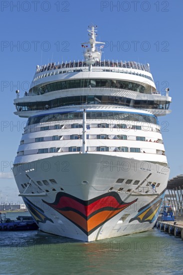 Cruise ship AIDA mar moored at the quay wall, Warnow, Warnemünde, Rostock, Mecklenburg-Vorpommern,