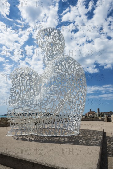 Sculpture made of letters, Le Nomade, artist Jaume Plensa, Antibes, Provence Alpes Côte d'Azur,