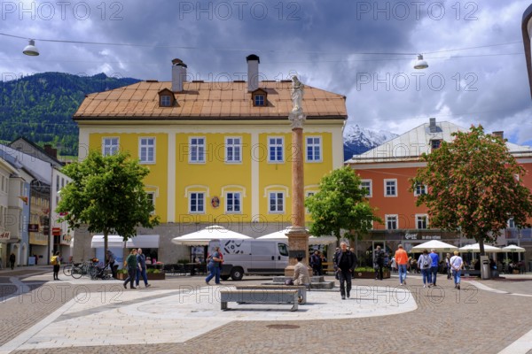 St John's Square with St Mary's Column, Lienz, East Tyrol, Austria