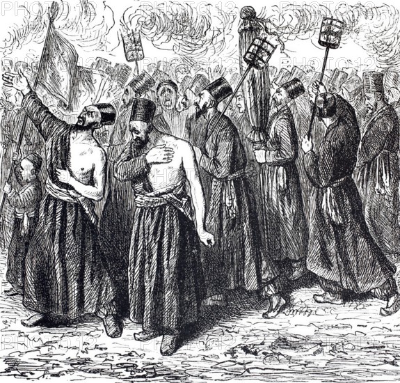 Scene from a Muharram procession, Muharram is the first month of the Islamic calendar and one of