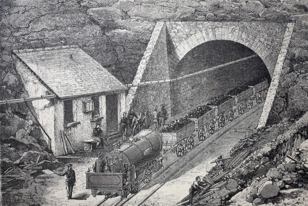 Construction site for the St Gotthard tunnel, Gotthard tunnel, Galleria del San Gottardo, removing