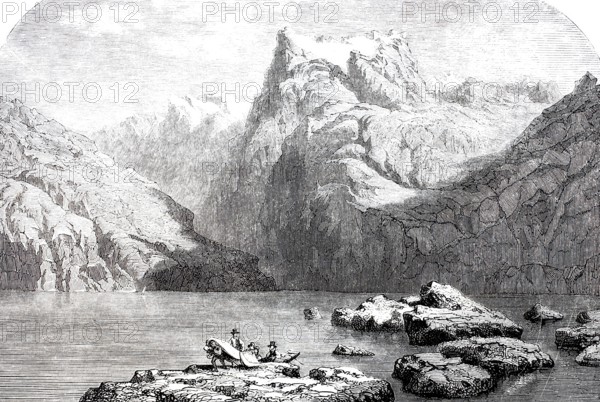 View of Lake Lucerne in 1888, Switzerland, Historical, digitally enhanced reproduction of a 19th