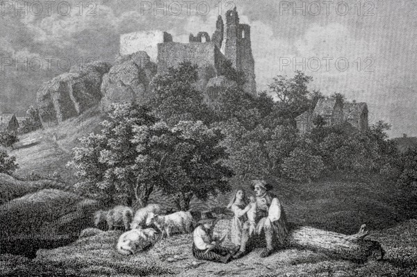 Altenstein Castle in the Middle Ages, castle ruins in Altenstein, district of Haßberge in Lower