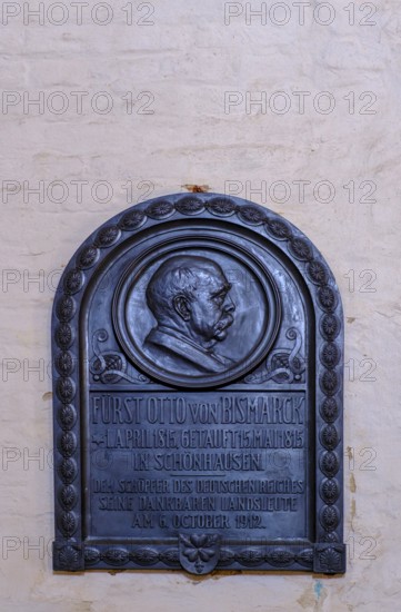 Church of St Mary and Willebrord, Otto von Bismarck's baptistery, memorial plaque from 1912,