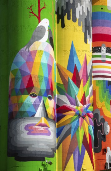 Saginaw, Michigan - The Shine Bright mural on abandoned grain elevators. The mural was created when