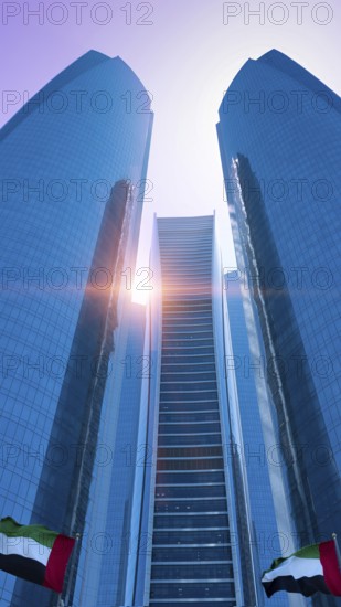 UAE, United Arab Emirates, Abu Dhabi downtown panorama and financial center skyline