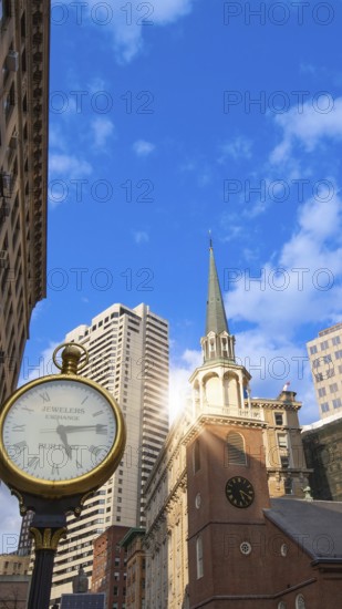 Boston downtown and historic center streets near Freedom Trail and Beacon Hill
