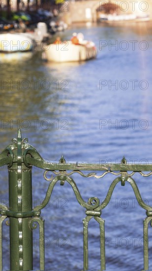 Holland, Amsterdam canals with scenic bridges and historic city center, UNESCO World Heritage site