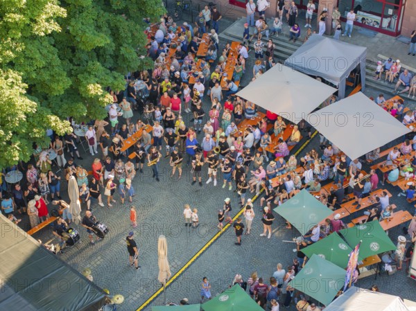 Large crowd at an outdoor event in a paved square, 950 years Weil der Stadt ceremony, Böblingen