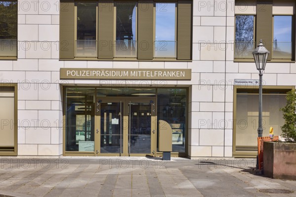 Police Headquarters Middle Franconia, modern architecture, facade, window, entrance, door, lantern,