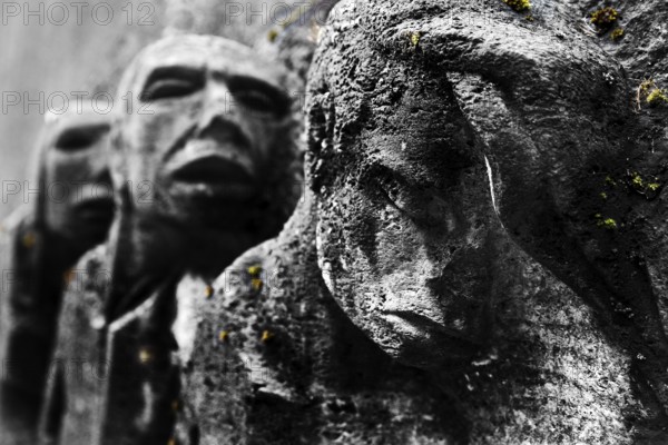 Bittermark memorial, memorial site, detail of the relief, artist Karel Niestrath, Dortmund, Ruhr