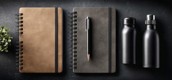 Minimalistic flat lay of office workflow productivity tools that improve efficiency and saving time