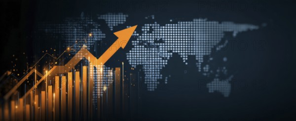Stock market and economy growth trend fluctuations. Advanced graph business analytic tool that