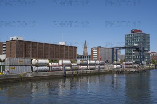 Modern office building, town hall, Schwedenkai, harbour, Kiel, Kiel Fjord, Baltic Sea,