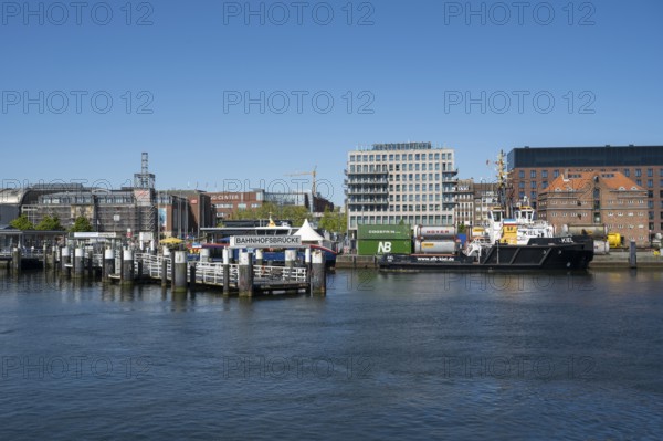 Central station, station bridge, jetty, harbour, Kiel, Kiel Fjord, Baltic Sea, Schleswig-Holstein,