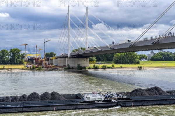 Rhine bridge Duisburg-Neuenkamp, the A40 motorway, start of construction of the second bridge,