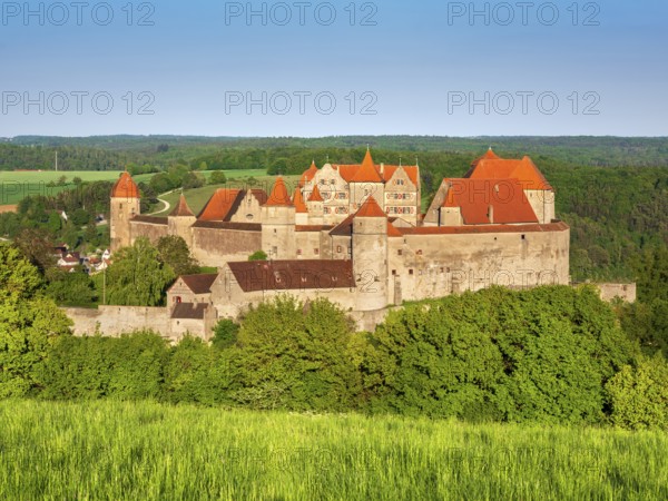 View of Harburg Castle in the evening light, Donau-Ries, Swabia, Bavaria, Germany