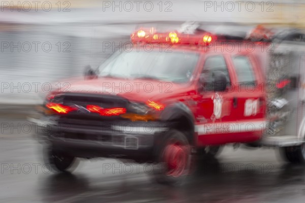 Ambulance driving at high speed, Motion blur, City of Quito. Pichincha province, Ecuador, South