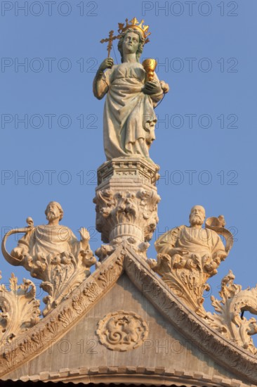 North façade of the Basilica di San Marco, Roman Catholic Basilica of St Mark on St Mark's Square,