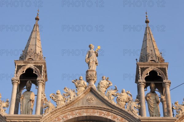 North façade of the Basilica di San Marco, Roman Catholic Basilica of St Mark on St Mark's Square,