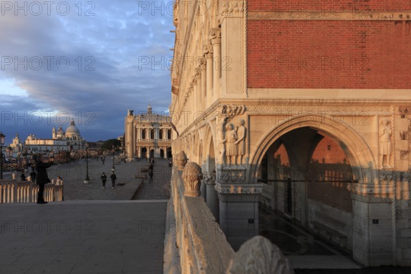 Doge's Palace, south-east corner, the drunken Noah, above Archangel Raphael with little Tobias, in