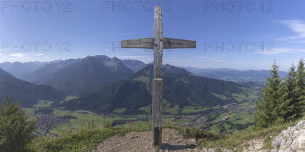 Panorama from Hirschberg, 1456m, into Ostrachtal with Bad Oberdorf, Bad Hindelang and Imberger