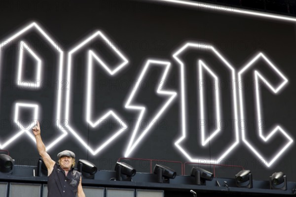 Brian Johnson, lead singer of AC/DC live on Power Up Tour 2025 at the Olympiastadion Berlin on 30
