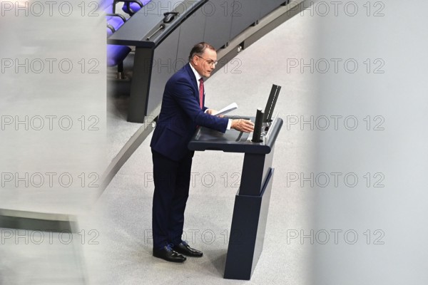 Tino Chrupalla (AfD) during his speech in the Bundestag in response to the government statement by