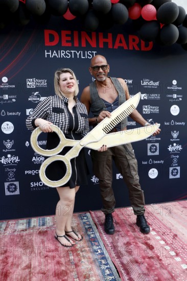 Janine Becker (owner) and Pierre Sanoussi-Bliss at the VIP opening of the new Deinhard Salon Am