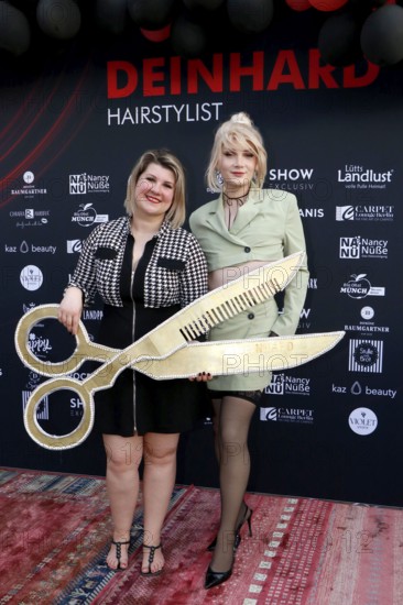 Janine Becker (owner) and Uff at the VIP opening of the new Deinhard Salon Am Mühlanger 3, Berlin,