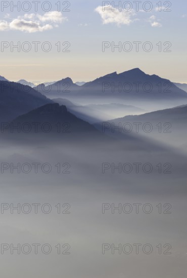 Grazing light in the mountains... Alpine panorama, Alpine peaks and mountain ranges in the Bavarian
