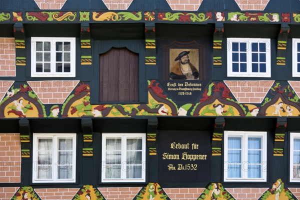 Hoppenerhaus, the most magnificent half-timbered house in the historic centre of Celle with a